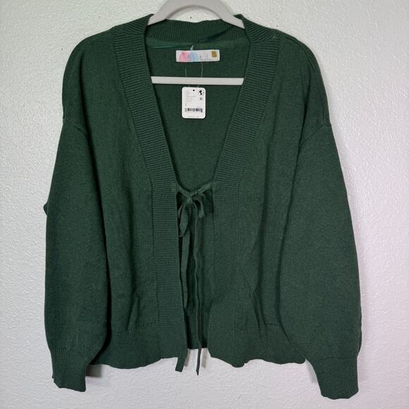 Free People Beach Solar Sweater Set Womens Small Cardigan Pant Lounge Pine Green - Picture 3 of 16